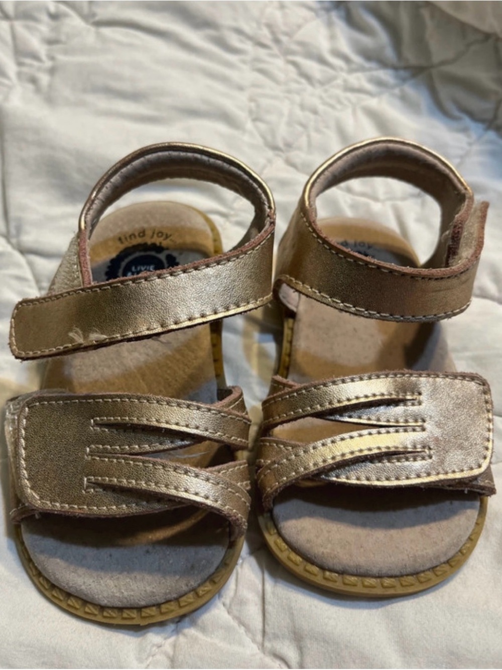 Livie & Luca Metallic Rose Gold Velcro Sandals